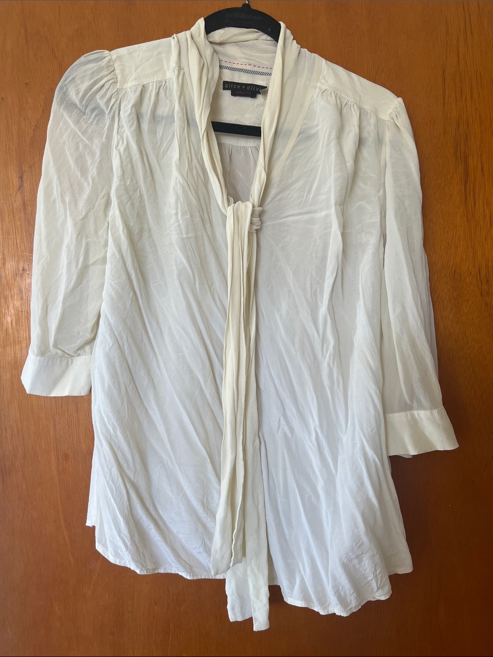 Alice + Olivia Cream Tie-Neck Blouse